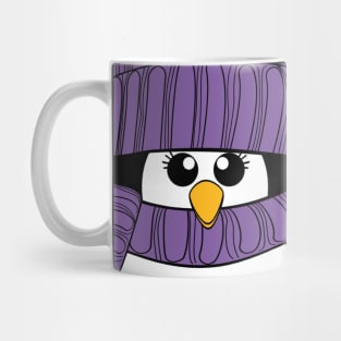 Purple Penguin Poinsettia Ugly Christmas Sweater Design Mug